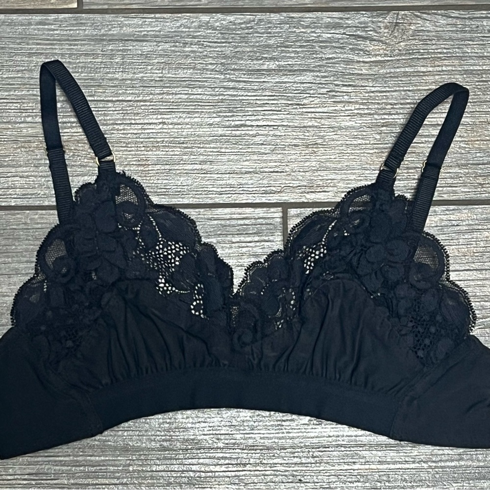 Free People We Are HAH Lounge Bralette Bra Size Small S Black Soft Wireless - Picture 5 of 16